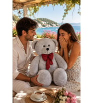 Özgüner 80 - 90 cm Rengarenk Papyonlu Ayıcık %100 yerli (Gri)