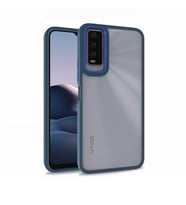 Vivo Y20 Kılıf Case, Kamera Lens Korumalı Elektroplatin Kaplama Sert PC Koruyucu Colourful Platinum Serisi (Mavi)