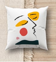 BK Gift Modern Art Tasarımlı Beyaz Kırlent Yastık, Ev Hediyesi, Ev Dekorasyonu, Dekoratif Hediye (Model 16)