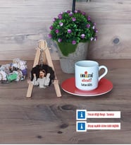 Endüstri Mühendisi Türk Kahvesi Fincanı Ahşap Altlıklı ve Fotoğraflı Ahşap Anahtarlık Hediye (Model 8)