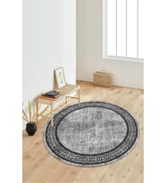 Dijital Baskılı Kaymaz Taban Yıkanabilir Yuvarlak Salon Halısı Koridor Halısı Paspas NDY-HT-238 (Gri)