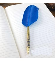 Orijinal Steel Pen Kuş Tüyü Divit Kalemi Seti (Mavi)