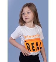 Toontoy Kız Çocuk Crop Model Cebi Reflektör Detaylı Baskılı Tişört (Ekru)