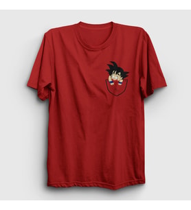 Presmono Unisex Sarı Pocket Goku Anime Dragon Ball T-Shirt 236590tt (Kırmızı)