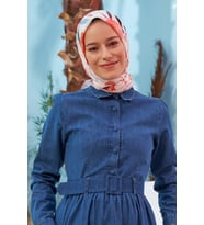 İpekhan Nilüfer Pamuk Eşarp 1049 (Beyaz-Somon)