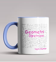 Kişiye Özel Geometri Öğretmeni Tasarımlı Siyah Renk Kupa Bardak 2 (Mavi)