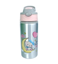Pipetli, Figürlü 500 ml Metal Matara HK2907 (Pembe)