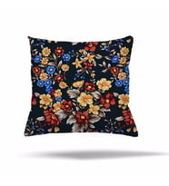 Çiçek Mozaik Kilim Etnik Desen Gizli Fermuarlı Yastık Kılıfı Kırlent Kılıfı Koltuk Yastık Kılıfı  (Siyah)
