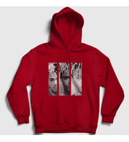 Presmono Unisex Gri Three XXXTentacion Kapüşonlu Sweatshirt 49432tt (Kırmızı)