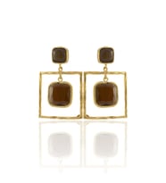 Kadir Jewellery 22 Ayar Altın Kaplama Kadın Sallantılı Küpe -El İşçiliği Ve Hipoalerjenik Küpe (Kahverengi)