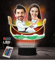 Kişiye Özel Fotoğraflı En Sevimli Çift Tasarımlı Karikatür 3D Led Lamba (RGB)