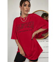 Unisex California Baskılı Tasarım Tshirt (Kırmızı)