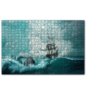Cakapuzzle Dalgalar Arasında Gulet ve Bulutlu Gökler  Puzzle Yapboz MDF (Ahşap) (500 Parça)