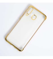Galaxy M30 Kılıf İnce Köşeleri Renkli Şeffaf Silikon (Gold)