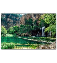 Cakapuzzle Kayalıklar Şelale Göl Manzarası  Puzzle Yapboz MDF (Ahşap) (1000 Parça)