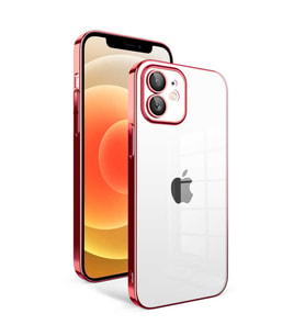iPhone 12 Kılıf Garaj Kenarları Renkli Kamera Korumalı Kılıf (Kırmızı)