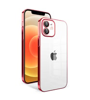 iPhone 12 Kılıf Garaj Kenarları Renkli Kamera Korumalı Kılıf (Kırmızı)