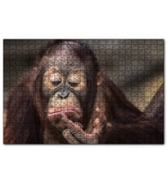 Cakapuzzle Burnuna Bakan Sevimli Şempanze  Puzzle Yapboz MDF (Ahşap) (255 Parça)