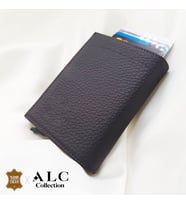 ALC Collection Hakiki Deri Mekanizmalı Renk Seçenekli Kadın ve Erkek Kartlık Cüzdan (Koyu Kahve)