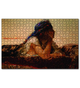 Cakapuzzle  Uzanan Kadın Yağlıboya  Puzzle Yapboz MDF (Ahşap) (255 Parça)