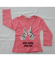 Peri Masalı Kız Bebek Tavşanlı Pullu Tek Body  6-18 Ay (Somon)