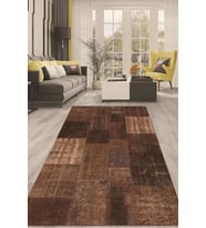 Dijital Kaymaz Taban Yıkanabilir Modern Renkli Salon Halısı Mutfak Halısı Yolluk ND-HT-1240 (Kahverengi)