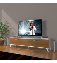 Decoraktiv Eko 140 Slm Std Retro Tv Ünitesi Tv Sehpası (Beyaz - Ceviz)
