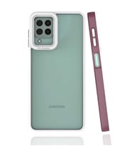 Galaxy A22 4G Kılıf Zore Mima Kenarları Renkli Silikon Kılıf (Mürdüm)