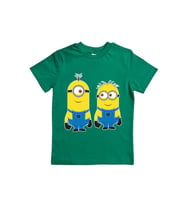 Minions baskılı pamuklu penye kumaş yazlık çocuk tişört (Yeşil)