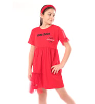 Toontoy Kız Çocuk Youth Choice Baskılı Tüllü Elbise (Kırmızı)
