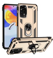 Xiaomi Redmi Note 11 Pro 5G Kılıf Yüzüklü Standli Tank Kapak (Gold)