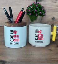 Öğretmene Hediye Canım Öğretmenim Hediye Sepeti Kupa Bardak T Kulplu, Kalemlik Hediyeleri Öğretmenler Günü Hediyesi (Model 5)