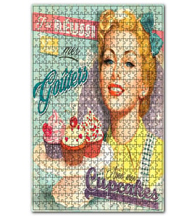 Cakapuzzle Kupa Kek İkramı Afişi Görseli Puzzle Yapboz MDF (Ahşap) (255 Parça)