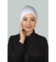 Hazır Pratik Geçmeli Uzun Boru Tesettür Bonesi (Beyaz)