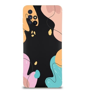PrintiFy Samsung Galaxy M51 Uyumlu Lansman Kılıf Karışık Renkler Tasarımlı İçi Kadife Kapak (Siyah)