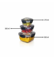 3'lü Set Master Kare Saklama Kabı (275 ml - 500 ml - 900 ml) (Antrasit)