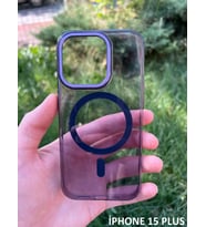 İphone 15 Plus Hybrid Magsafe Animasyonlu Sararmaz Kılıf (Mor)