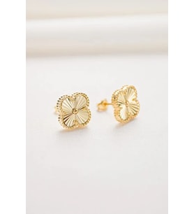 VAN CLEEF KÜPE KALEMLİ MODEL GOLD VE GÜMÜŞ RENK YONCA MODEL KÜPE 925 AYAR GÜMÜŞ (Gold)