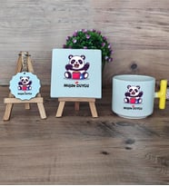 Sevimli Panda Hediye Seti Kupa Bardak T Kulplu, Dekoratif Taş, Anahtarlık Arkadaşa Sevgiliye Hediye (Model 5)