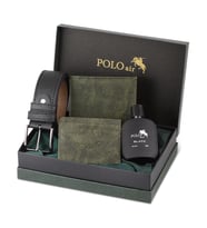 Polo Air Kutulu Erkek Parfüm Kemer Cüzdan Kartlık Set PM-09 (Yeşil)
