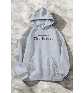 The Future Baskılı Oversize Sweatshirt (Gri)