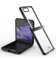 Samsung Galaxy Z Flip Kılıf Şeffaf Kıpta Kapak (Siyah)