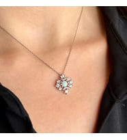 OPAL TAŞLI KRALİÇE KOLYE 925 Ayar Gümüş Kolye (Beyaz - Gümüş)