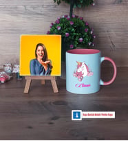 Unicorn Fotoğraflı Dekoratif Taş, Kupa Bardak Beyaz Hediye (Model 6)