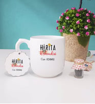 Harita Mühendisi Kupa Bardak ve Anahtarlık (Beyaz-Krem)