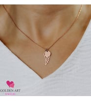 Kişiye Özel Harfli Melek Kanat Kolye 925 K Gümüş (Rose)