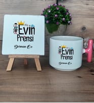 Evin Prensi Hediye Seti Kupa Bardak T Kulplu ve Dekoratif Taş Erkek Kardeşe Abiye Çocuğa Doğum Günü Hediyesi (Model 4)