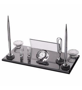 Vip Kristal Siyah Set Masa İsimlik (Siyah)