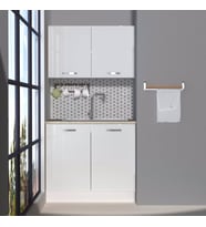 Decoraktiv Mini 90 MDF Hazır Mutfak Dolabı - Tezgah Dahil - Parlak Beyaz (Beyaz)
