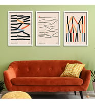 3'lü Ahşap Lamine Çerçeveli Mdf Tablo Minimalist Art 1920 (Beyaz)